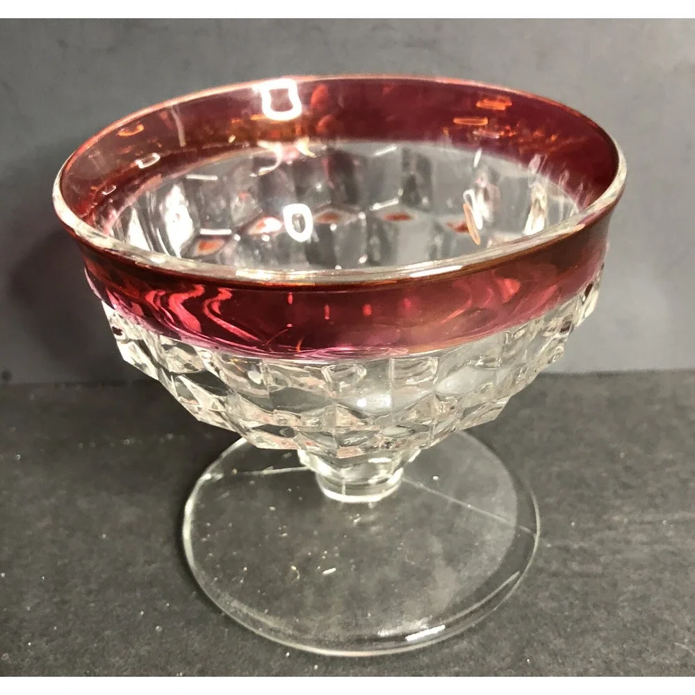 4 Whitehall Colony Ruby Flash Champagne Sherbet Glasses Ruby Red Top